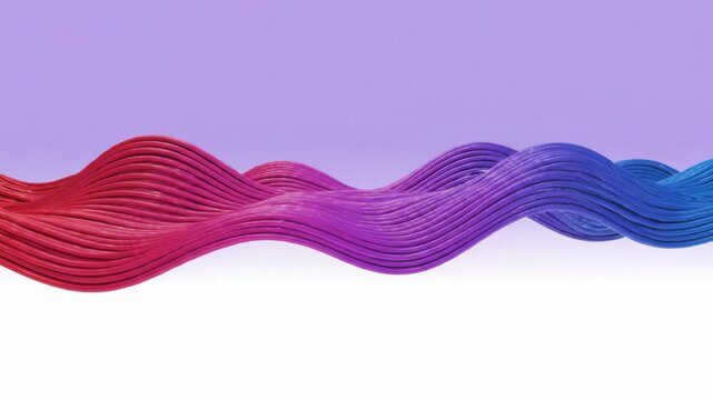 Abstract 3d render of colorful wavy cables isolated on white background