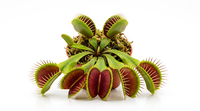 Venus flytrap plant with open red and green traps