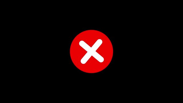 Abstract red X error icon animation on black background.