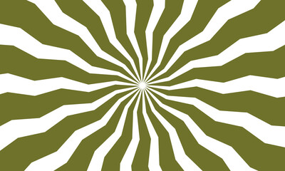 Abstract olive green and white sunburst pattern featuring repeating geometric jagged lines radiating from a central white point creating a bold minimalist graphic design suitable for modern artistic b © jharna