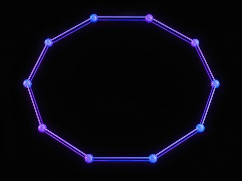 Glowing neon decagon with blue and purple gradient