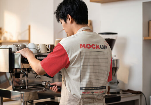 Barista Coffee Maker Back Shirt Design Mockup