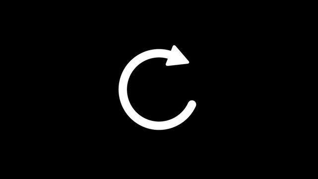 Circle refresh arrow loading icon animation with progress indicator on black background.