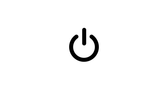 Power reset button animation on white background, On/Off technology icon.