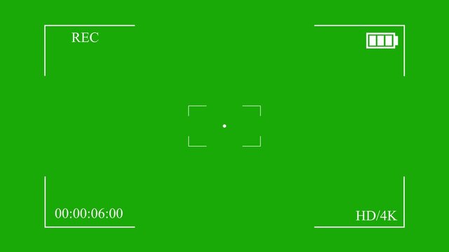 Video camera recording screen overlay on green background.