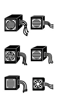 Computer Power Supply Unit PSU Vector Icons and Illustrations