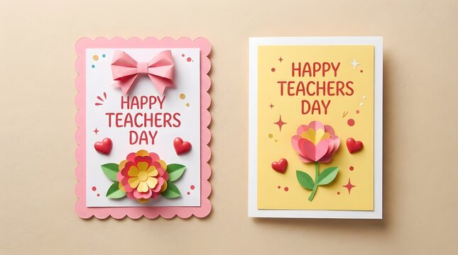 Happy teacher day cards handmade paper art for educator appreciation