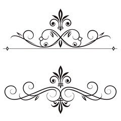 Elegant vector frames with fleur de lis symbol and flourishes, vintage divider elements for text decoration, royal black isolated ornate borders. © Md. Sobur Ali