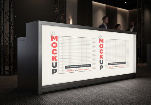 Illuminated Reception Counter Front Mockup