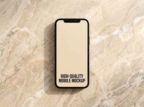 Modern phone mockup on marble showcase your app or website design with style
