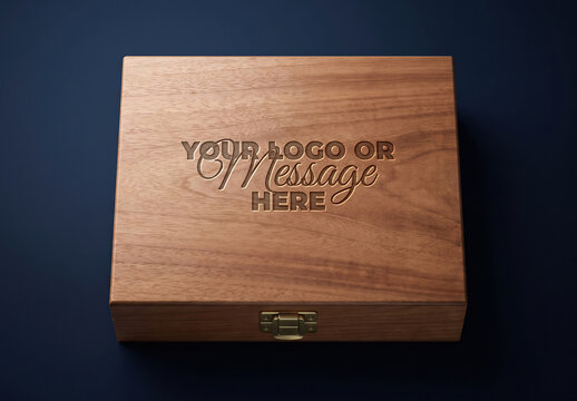 Logo Design on Wooden Premium Box Mockup
