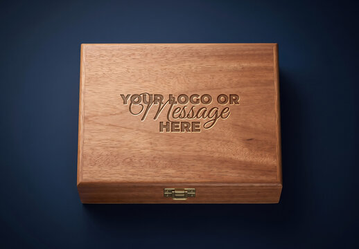 Logo Design Front Wooden Box Mockup