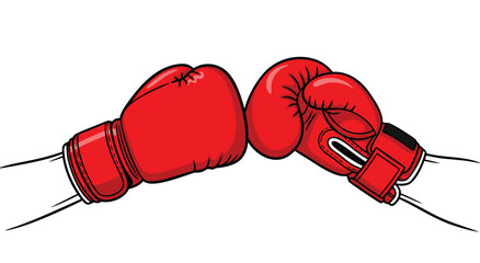 Dynamic Boxing Gloves Clash Vector Illustration Design Featuring Professional Sports Gear Equipment for Competition Training Concepts EPS © Purnomo Semlirick
