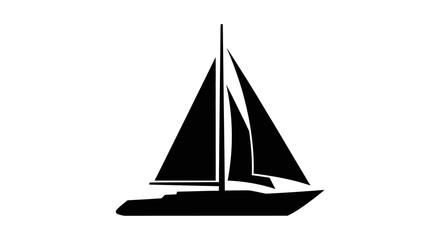 Fototapeta premium Sailing Boat Silhouette Against A White Background Silhouette