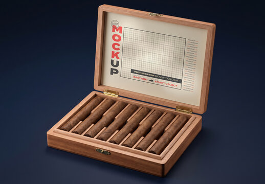 Luxury Wooden Cigar Box Branding Logo Mockup
