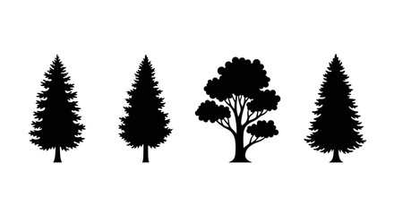 Fototapeta premium Variety Of Tree Silhouettes Against A White Background Silhouette