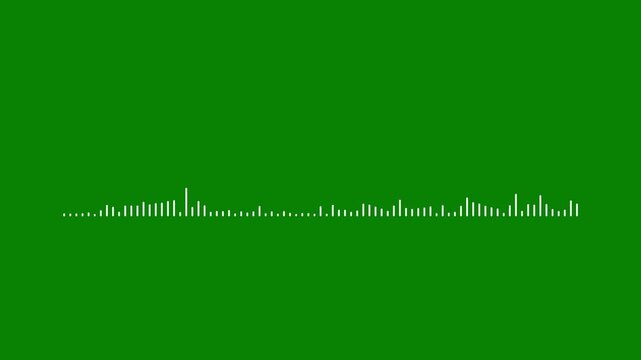 4K stock video, Audio visualiser- White audio waveform spectrum animation,  line digital minimalist sound wave animation, Audio wave animation isolated on green background.