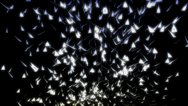 Abstract background with glowing white triangular shapes in a dark void night sky pattern. Suitable for scifi designs and digital art projects.