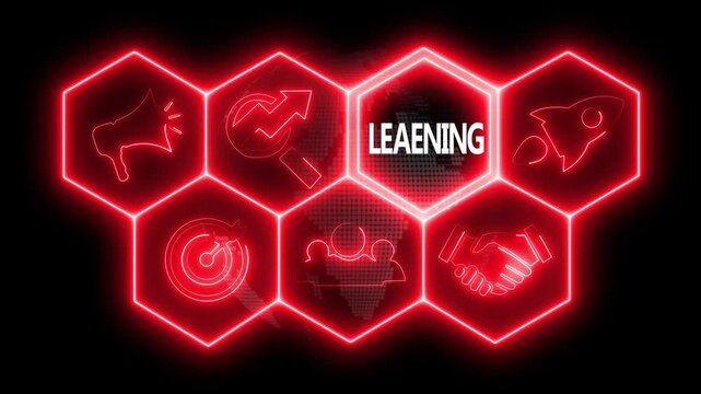 Business concept animated on abstract technology background with rotating world map icon. Business, Technology, Internet and networking concept.