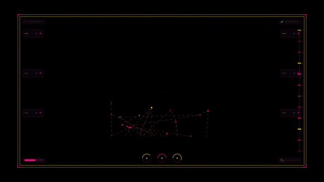 Motion Detection Radar Screen Animation Showing Moving Blips and Data Analysis.