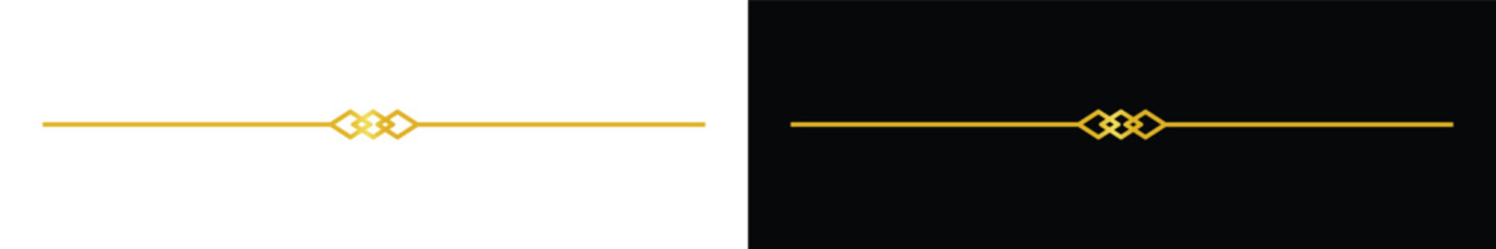 Elegant golden divider ornament set white and black backgrounds for luxury designs