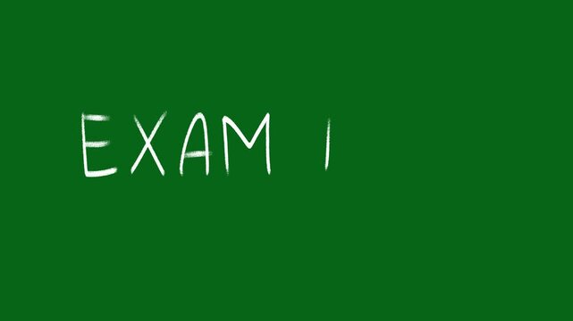 Chalk Writing Exam Today Text Animation on Transparent Background 4K