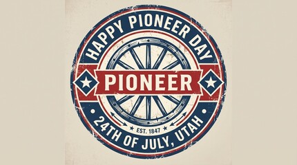 Obraz premium Vintage Patriotic Pioneer Day Celebration Badge