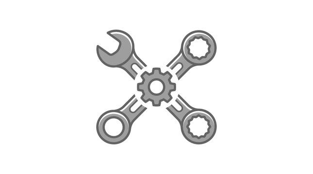 Crossed wrenches and gear mechanical repair service logo