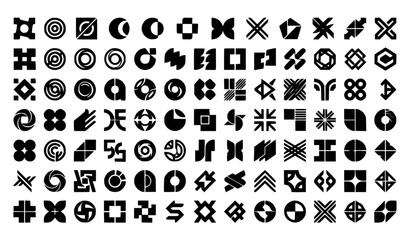 Fototapeta premium 55 Abstract Geometric Logo Marks Set – Premium Minimal Black Vector Symbols Collection