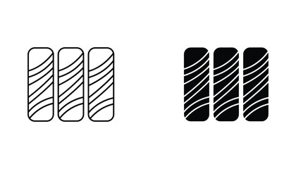 Sushi rolls vector icon isolated on white Black and white outline line art and solid glyph silhouette © VisionGrafix