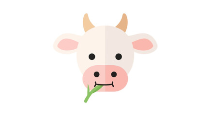 Fototapeta premium Cute cow head vector illustration eating grass on white background