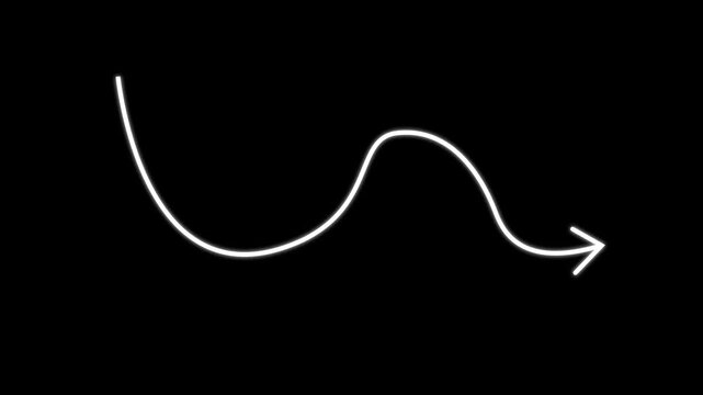 Animated hand-drawn wavy arrow path on black background, for motion animation