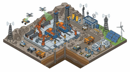 Industrial construction site with machinery. © pras