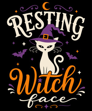 Halloween Witch Face Cat SVG Design