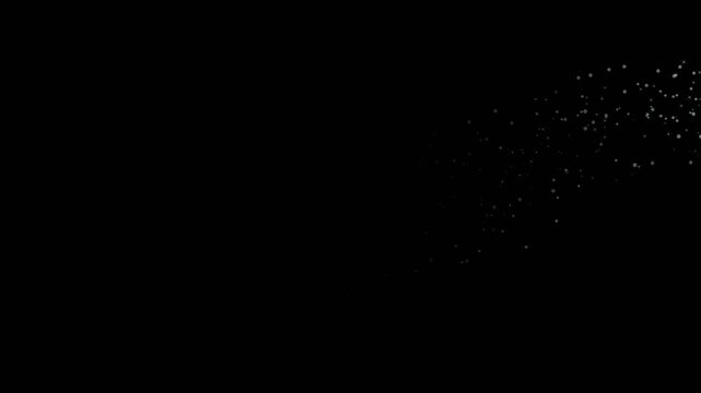 Light trail with golden glow and shimmering white particles moving in wave motion on black background