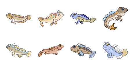 Obraz premium Colorful cartoon lizards in playful poses