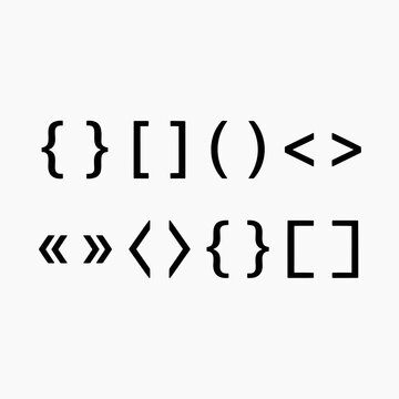 A minimalist collection of various typographic brackets and mathematical notation symbols isolated on a simple white background