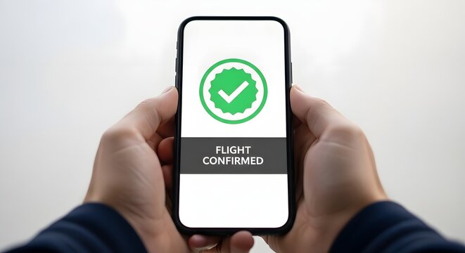 Smartphone displaying a flight confirmation for the concept of travel booking.
