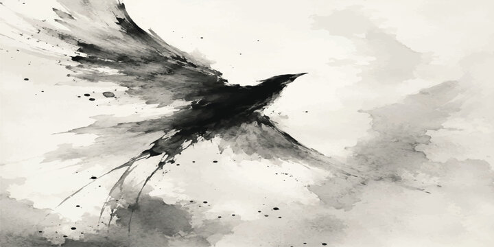 Abstract Black and White Shark Silhouette with Grunge Water Splash Texture on Monochrome Ocean Background Design