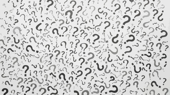 Background pattern of question marks, concept of confusion, curiosity, or faq, monochrome illustration