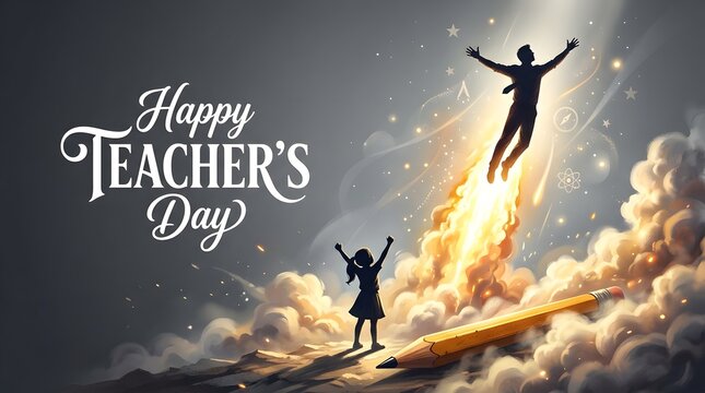 Happy teacher day inspiring education appreciation concept digital art
