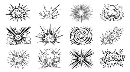 Obraz premium Collection of comic book style explosion and blast effects