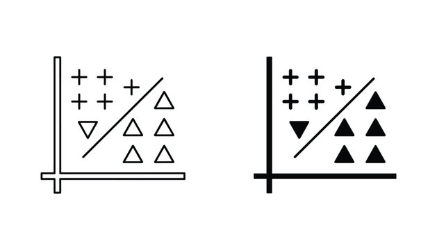 Data classification vector icon isolated on white Black and white outline line art and solid glyph silhouette