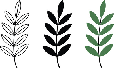 Natural branch leaf collection vector illustration © Rahat Hossain
