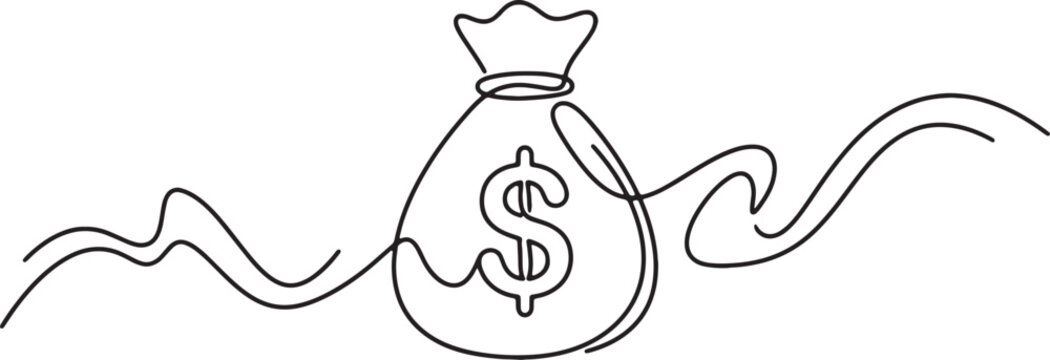 Black and white line of a dollar sign with swirls and curls