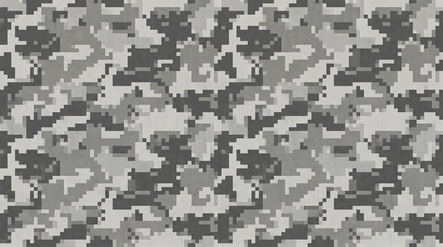 Digital pixel camouflage pattern in grey tones with camouflage, military