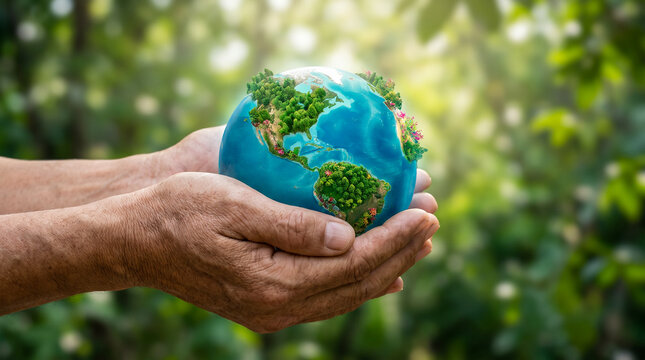 Concepto de protecci&oacute;n del planeta mediante un estilo de vida sostenible y compromiso ambiental.