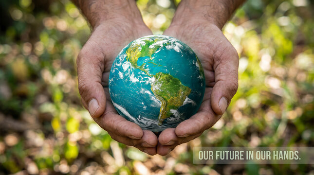 Concepto de protecci&oacute;n del planeta mediante un estilo de vida sostenible y compromiso ambiental.