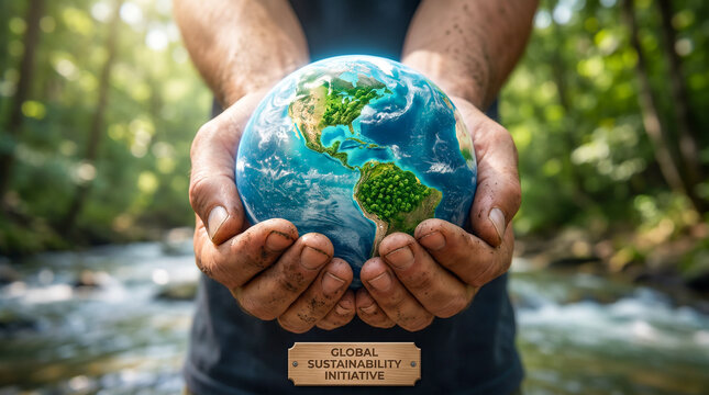Concepto de protecci&oacute;n del planeta mediante un estilo de vida sostenible y compromiso ambiental.