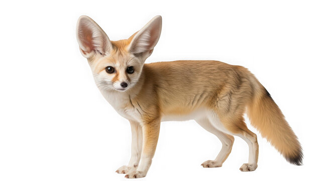 Fennec fox standing isolated on transparent background